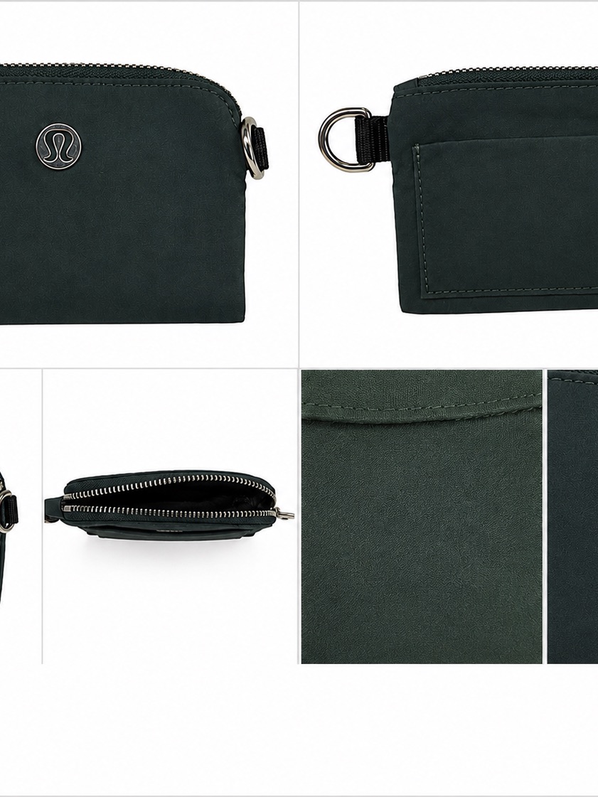 Lululemon Athletica Dark Green Zip Card  Key Holder
